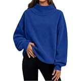Women Turtleneck Sweatshirt Long Sleeve Corduroy Loose Pullover Tops