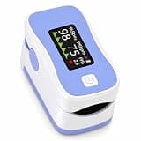 Zylliummu Fingertip Pulse Oximeter, Purple, Digital Display, SpO2 and Pulse Rate Monitor, Portable with Lanyard and AAA Batteries