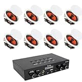 Herdio 6.5" Bluetooth Ceiling Speakers with 8-Channel 4-Zone Amplifier Set, Support Bluetooth 5.4 & Independent Power ON/Off Function for Home Theater, Multi-Room Audio System (8 Speakers)