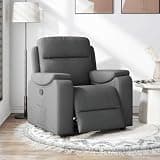 UERNGFTKM Manual Recliner Chair Dark Grey Fabric, 135 Degree Reclining Chair with Thick Padded Seat and Side Pocket, Breathable Fabric Armchair with Wood and Metal Frame