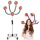 5 Head 750W Infrared Heat Lamp Red Light Portable Floor Hair Dryer Stand Up Color Processor Styling Perming Dryer Accelerator 110V(with Metal Lampshade)