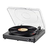 Vintage Record Player 3-Speed Bluetooth Turntable with Built-in Stereo Speakers Belt Driven LP Vinyl Player with Dust Cover for Home Decor Black