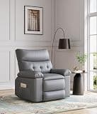 Garvee Oversized Recliner Chair - PU Leather Manual Recliner for Adults, Comfy Reclining Chair with Overstuffed Arms and Back, Side Pocket, Single Sofa for Living Room, Bedroom