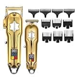 EOYLMIRL Mens Hair Clippers 2PCS Full Metal Combo Kits Trimmer for Men Barber Professional Clipper Beard Electric Cutting Machine