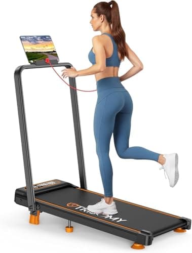 Incline & Handle Bar Walking Pad Treadmill - 3.5HP Compact Under Desk Model, 350+lb Capacity, Portable Small Size for Home (Dark Black)