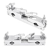 Omquot Drum Set Iron Clamp Bracket for Cowbell Accessories, Professional Drum Kit Accessories for Enthusiasts, 12cm Connecting Rod, Silver
