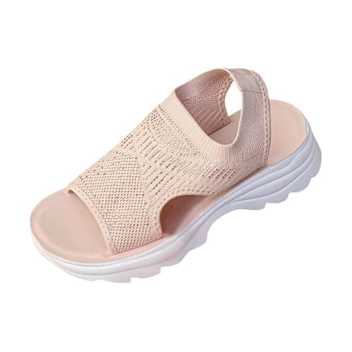 Black Sports Sandal for Women:Fashion Mesh Platfrom Soft Sole Casual Summer Shoes Hiking Walking Vacation Footwear(Pink,Size5.5)
