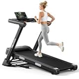 TREAFLOW Treadmill with 0-25% Auto Incline, 3.5 HP Folding for Home Running, 10.0 MPH Max Speed, 300 lbs Weight Capacity, Bluetooth Speaker. (Black)