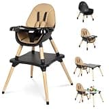 6 in 1 High Chair for Babies & Toddlers, Convertible Wooden Baby Highchair