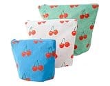 Storq Diaper Bag Organizer Pouches Set of 3, Gusseted Zipper Pouches for Snacks, Clothes & Toys, Machine Washable Nylon, Cherries