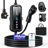 NexCyber Level 2 EV Charger 40Amp with WiFi APP/Plug-Play, 240V NEMA 14-50P Plug, 25FT Cable with ETL Certified, Portable Electric Vehicle Charging Stations EVSE J1772 Connector (40)