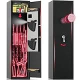4-6 Gun Safe for Rifles and Pistols, No Assembly Required, Gun Locker, Biometric Fingerprint & Digital Keypad Locking Security, Gun Cabinet for Home with Adjustable Gun Rack, Long Gun Safe, 54" High