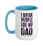 Alzheimer's Dementia Awareness Support Dad I Wear Purple For Ceramic Mug, Blue/White, 15oz