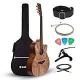 Kadence Electric Acoustic Guitar (Ash Wood) - Semi Acoustic Guitar with Pickup, Inbuilt Tuner, Capo, Strings, Picks, Strap, Cable and Padded bag - Electro Guitars for Beginners & Professionals
