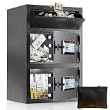 5.5 Cu.ft Large Drop Safe for Business, Cash Safe with Drop Slot Anti-Fishing, Fingerprint and Key Digital Combination Lock, Fireproof Bag, Heavy Duty Money Safety Deposit Box for Retail,Store