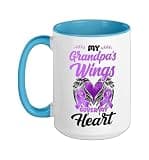 Alzheimer's Dementia Awareness Support Grandpa My Grandpa's Ceramic Mug, Blue/White, 15oz