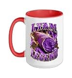 I Yam Legend Bootleg Meme Ube Pun Purple Yam Dad Joke Ceramic Mug, Red/White, 15oz