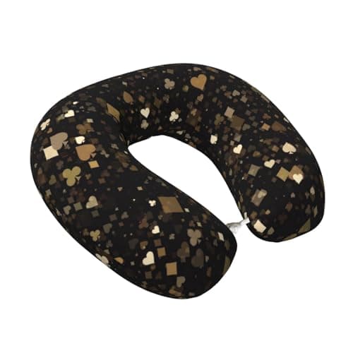 Fuzquwu Casino Pattern Neck Pillow for Traveling Airplane,Pure Memory Foam U-Shaped Neck Pillows for Flight Headrest Sleep