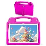 Ruufuuxy Kids Tablet 10 Inch - Android 15 Tablet for Kids, WiFi 6, Octa-Core, 8GB RAM 64GB ROM, 5000mAh, GMS, Android Tablets with Parental Control (Pink with EVA Case)