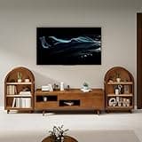 Teemful Elegant Arched Bookcase, Storage Cabinet, Walnut Bookshelf, 3 Tier Shelf, Glaze Finish Open Shelves for Living Room, Bedroom, Entryway, 37.4 Inch Tall