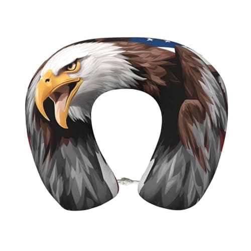 vvczewrr Eagle with USA Flag Print Portable Headrest Comfortable and Breathable Memory Foam Pillow Travel Accessory