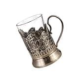 XINNIKESI Russian Crystal Hot Tea Glass & Metal Glass Holders Podstakannik Old Fashion Glassware Russian Podstakannik