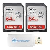 SanDisk SD Card 64GB Ultra (2 Pack) Class 10 Memory Card SDSDUNB-064G-GN6IN