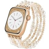 VISOOM Beaded Bracelet Compatible for Apple Watch Band 38/40/41/42mm Women-Resin Apple iWatch Series 11 10 9 8 7 SE 6 5 4 3 2 1 Bands Dressy Fashion Cute Handmade Stretchy IWatch 11 42mm Strap Band