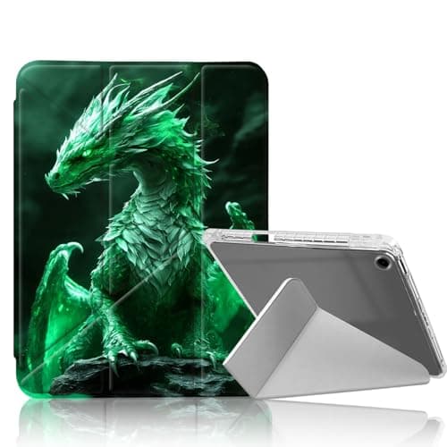 DISUOFEART for iPad Air 3rd Generation/iPad Pro 10.5 Inch Case, Green Glowing Dragon Clear Case with Pencil Holder, Y-Shaped Stand & Auto Sleep/Wake Protective Cover