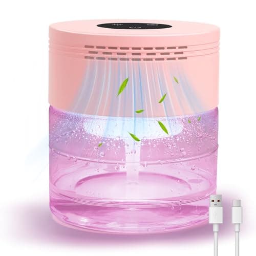 Water Air Purifiers for Home, Water Based Air Purifiers, Quiet 3-Speed Air Washer Aroma Diffuser, 8-Color Light Air Revitalizer, 24H Auto Shut-off Humidifier for Bedroom, Office, Living room, Pink