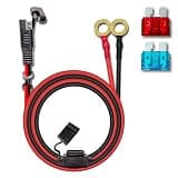 16AWG 2FT Charger Cable, SAE to O Ring Terminal Quick Disconnect Harness, 2 Pin SAE Connectors Extension Cables Cord with 10& 15A Fuse for Car, Motorcycle, Solar Panel