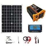 18W Solar Panel Kit with 500W Power Inverter (12V to 110V/220V) and 30A Charge Controller, Portable Power System with Cables for RV, Camper, Off-Grid, Emergency Backup (110V)