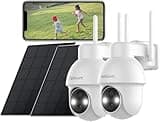 【2K】 Solar Security Cameras Outdoor Wireless, 2 Pack Outdoor Camera Wireless Solar Powered, Pan Tilt 360°WiFi Camera with Color Night Vision/PIR Sensor/2-Way Audio/Alexa/Google Assistant