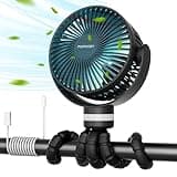 Momcozy 8000mAh Portable Stroller Fan | 27H Ultra-long Battery Life | Detachable 4 Speed 360°Rotate | 2 Modes LED Night Light, USB Rechargeable Handheld Cooling Fan for Travel, Car Seat, Bedroom