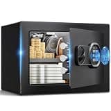 ANBEGE Biometric Safe Box, 0.8 Cu Ft Fingerprint Safe with Keypad & Key Access, Hidden Security Safe for Cash, Jewelry, Documents & Valuables, Home, Office, College Dorm