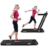 GYMAX Walking Pad, 2.25HP Foldable Treadmill with Smart App & Remote Control, Bluetooth LED Monitor, Small Spaces Compact Running Machine, Folding Portable Under Desk Treadmill for Home Office (Black)