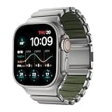 NOMAD Stratos Titanium Band With Inside FKM Interior Links Forest Green and Natural Titanium 49mm, Apple Watch Band Compatible with Ultra 1-3, Series 1-11 and SE, Band for Apple Watch Ultra
