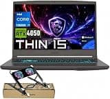 msi Thin 15 Core i7 Gaming Laptop, GeForce RTX 4050, Intel Core i7-13620H, 15.6" 144Hz FHD IPS-Level, 64GB RAM, 2TB SSD, HDMI, Blue Backlit Keyboard, HD Webcam, Wi-Fi 6E, Windows 11 Home, w/Bundle
