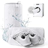 Aship Shoe Washing Machine Bag, Laundry Shoes Bag for Washer & Dryer - 2PC Reusable Shoe Cleaning Bag for Sneakers,Tennis Shoes, 360° Deep Cleaning With Self-locking Zipper for All Shoes Sizes - White