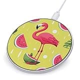 Pink Flamingo and Watermelon Wireless Charger Magnetic Phone Induction Charger 10w Fast Wireless Charging Station Compatible with iPhone 17 16 15 14 13 12 Pro Max Samsung Galaxy S25 S24 S23