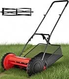 14-Inch Cordless Push Reel Lawn Mower, 5-Blade Walk-Behind Manual Grass Cutter with Steel Frame, Adjustable Cutting Height, Soft Grip Handle & 6.7-Gallon Grass Catcher
