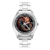 FodPand Mens Stainless Steel 3-Hand Analog Watch Easy Reader 40mm Dial