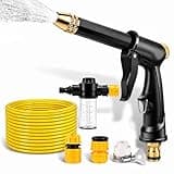 High Pressure Washer Gun for Water Hose, Garden Hose Power Washer Attachment, 2026 New 4 Modes Car Wash Nozzle with Soap Dispenser for Patio & Car Washing (Black + 3 Connectors + 49FT(15m) Hose)