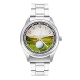 FekiLoot Golf Sport Watches for Men Big Face Stainless Steel Analog Quartz Watch Business Dress Wristwatch Casual Wrist Watch Easy to Read Gifts for Husband Father