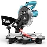 SEESII Power Compound Miter Saw: 8-inch Compact Miter Saw with Speed 4900RPM - Laser Guide - Precision Miter Angles - Lightweight Design - Single Bevel 0-45° for Carpenter Woodworking Project DIY