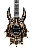 Hand Carved Two Horned Bull Head Electric Guitar with Humbucker Pickup, Mahogany Body, Rosewood Fingerboard, Double Locking Tremolo System, 6 String Custom Shape Performance Guitar