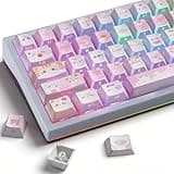 TYRIXKI PBT Keycaps - Shine Through Keycap,130 Keys Double Shot Side Printed Light Shadow Cat Keycap, Cherry Profile Custom Cute Keycap for Cherry MX Switches Mechanical Keyboards