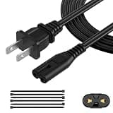 AC Power Cord 20FT (1 Pack), 2 Prong TV Power Cord, Power Supply Cable Replacement for Xbox One, PS3, PS4, PS5, Compatible for Printer, Monitor, Sound Bar, Game Console