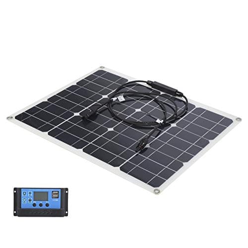 evhooe 40W Solar Panel Double USB Charger with 12V/24V PWM Controller 3.3ft Extension Cable (10A)