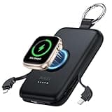 RORRY CharmGo Portable Charger, 10000mAh 20W Fast Charging Portable Charger Power Bank with Built in Cables, Travel Battery Pack for iPhone 17/16/15/14/13/12 and Apple Watch, Black